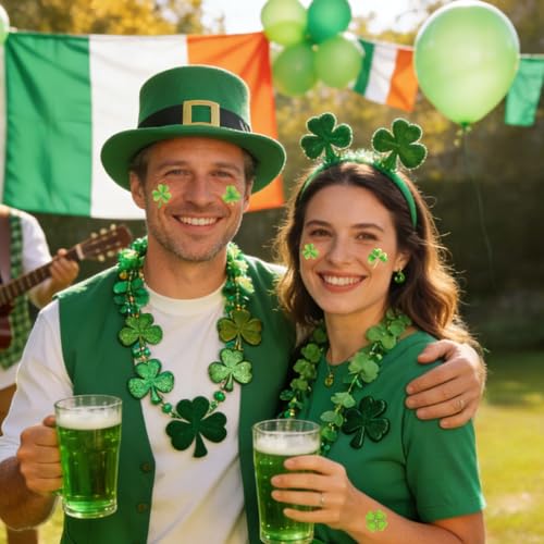 St. Patrick's Day Shamrock Face Temporary Tattoos 10 Sheets Waterproof