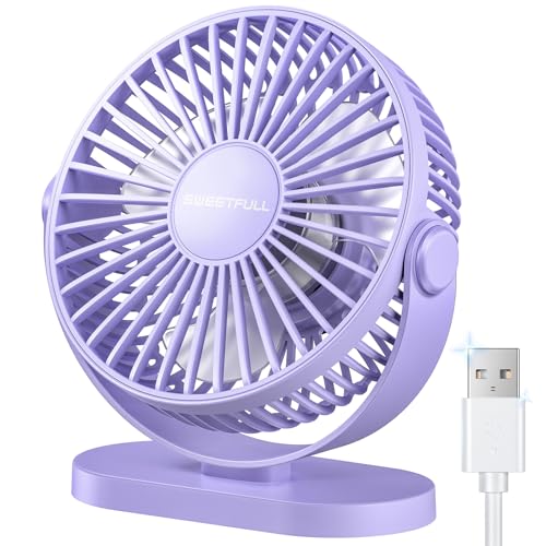 SWEETFULL USB Desk Fan 3-Speed Quiet Portable 360° Rotation 5.5 Inch Office Cooling