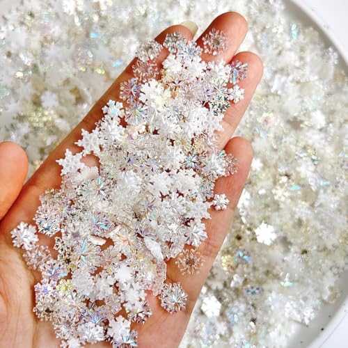 100Pcs Christmas 3D Resin Snowflake Nail Art Charms Rhinestones