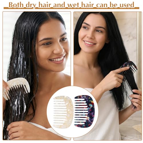 Acetate Mini Wide Tooth Hair Comb 2-Pack Anti-Static Pocket Travel Comb