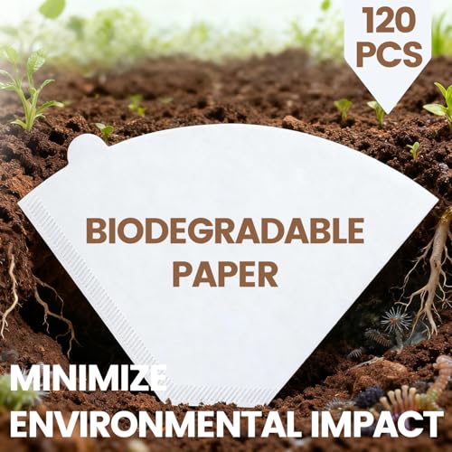 MIMORE #4 Cone Coffee Filters - 120 PCS Biodegradable Paper for Ninja Makers