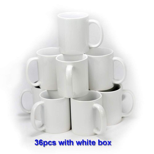 MYSUB Sublimation Mugs, Cups 11oz Sublimation Ceramic Blank Coffee Mugs,White Cups, Sulimation Blanks, Blank White Mugs-36 pack bulk bundle (36pc white mug single box)