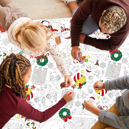 Christmas Coloring Tablecloth for Kids - 54x88in Activity Poster