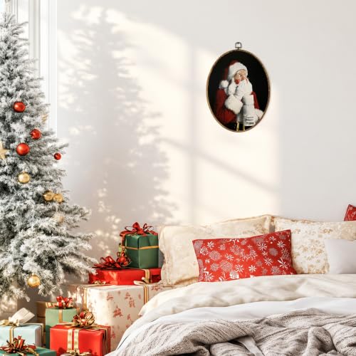 Funny Christmas Santa Bathroom Oval Wall Art - Santa Bathroom Variation