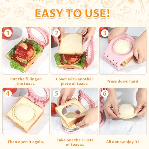 CHICHAUS 3.7-Inch Circle Sandwich Cutter and Sealer - Pink