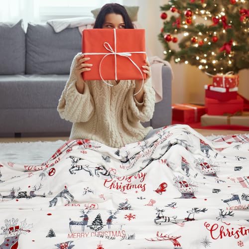 Christmas Reindeer Snowman Throw Blanket 60x80 Inches - Festive Holiday Decor