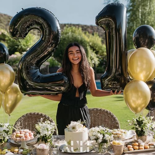 AULE 40 Inch Black Number Balloon 1 - Jumbo Foil for Parties
