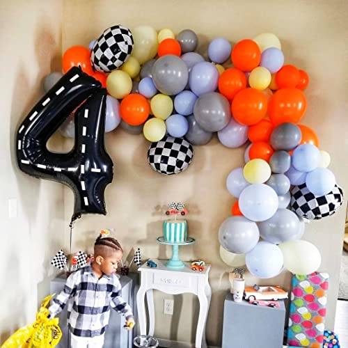 Race Car Number 0 Balloon 40 Inch Black Two Fast Birthday Party