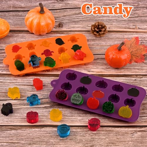 4-Pack Halloween Silicone Candy Molds - Pumpkin & Ghost Shapes