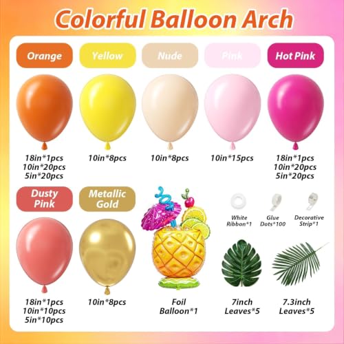 156-Piece Tropical Balloon Arch Kit for Luau and Birthday Party Decor