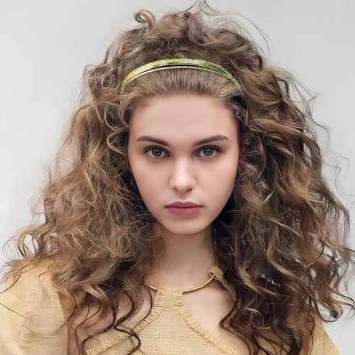 GAQWOK Multi-Layer Metal Headbands for Women - 2 Pcs Gold Hair Bands