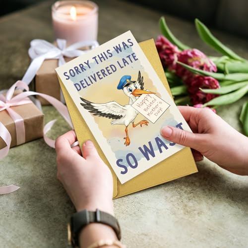 Funny Belated Mother's Day Card - Humorous Greeting for Mom, Wife, Grandma