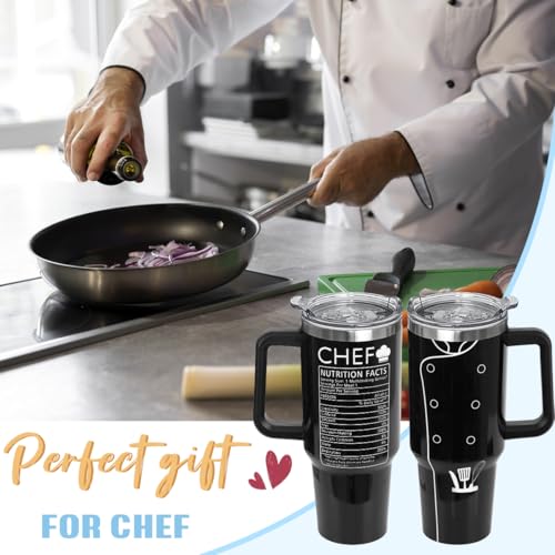 Chef Tumbler - 40 oz Travel Mug with Handle, Black Matte, Cooking-Themed Gift