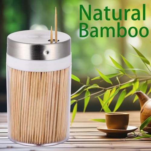 3000 Count Bamboo Toothpicks with 4 Reusable Holders - Sturdy & Eco-Friendly