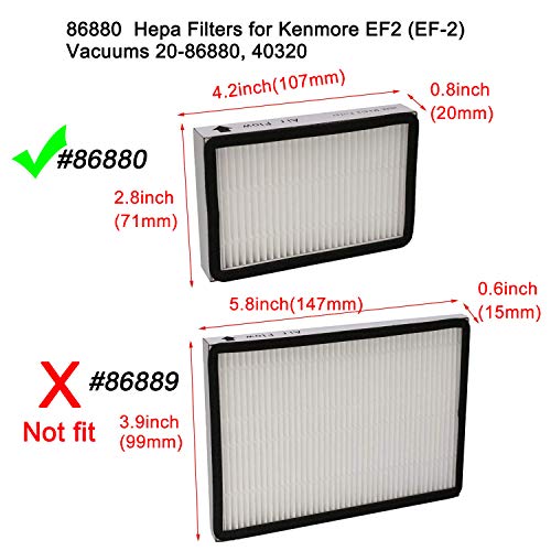 EZ SPARES 3-Pack HEPA Vacuum Filter Replacement for Kenmore & Panasonic EF-2, MC-V194H