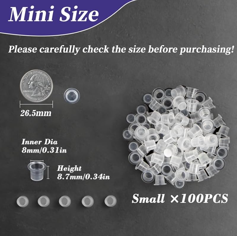 RAQEHO Plastic Tattoo Ink Caps 100PCS Small Non-Spill Cups Mini Size