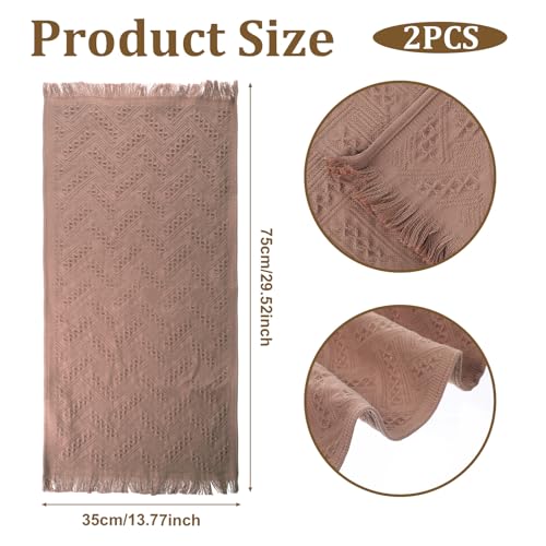 Cobee 2-Piece Cotton Hand Towel Set, Boho Brown Decorative Bathroom Towels