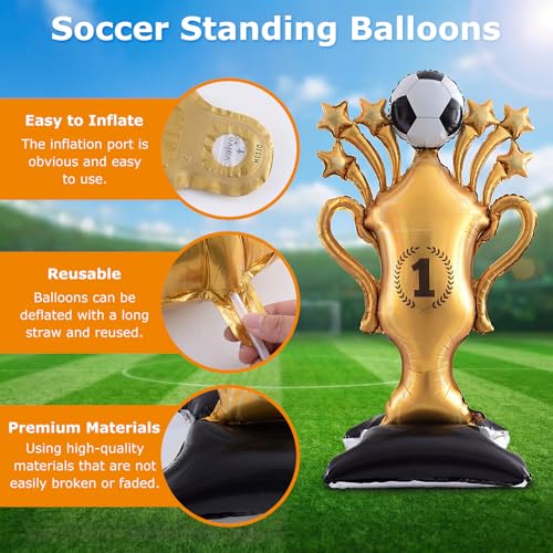 5-Piece Soccer Balloons Set - Extra Large Trophy & Foil Decorations