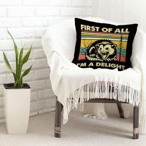 Possum Throw Pillow Cover - 18" x 18" Flannel, Soft & Colorful
