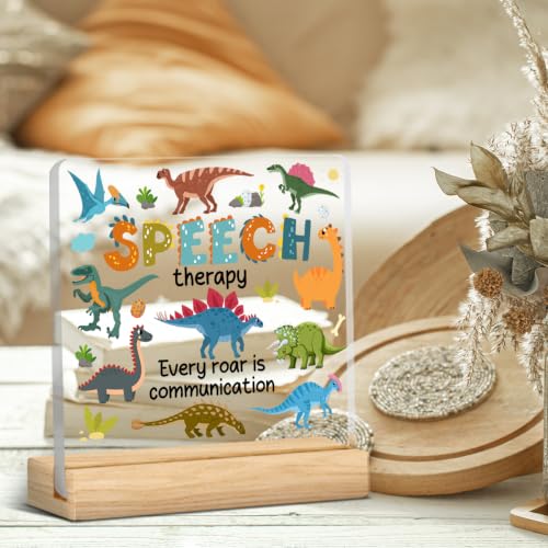 Funny Speech Therapy Gifts Dinosaur Acrylic Desk Sign - Speech Therapy Gift - Variation 05