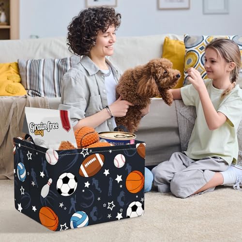 Clastyle Foldable Sports Ball Storage Basket for Boys Nursery Room
