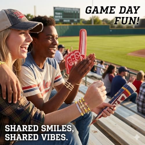 5-Piece Banana Baseball Fan Bracelet Set, Stackable Stretch Beaded Wristbands