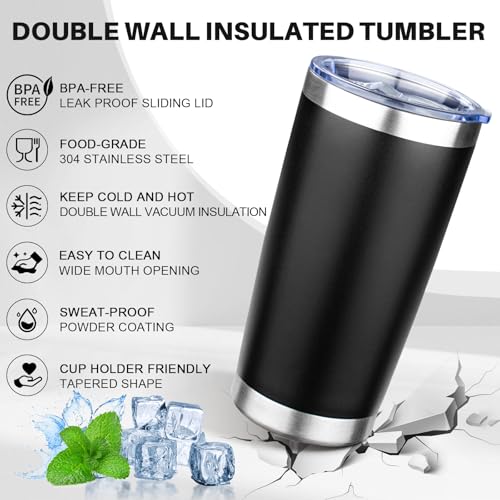 FLIFQI 20oz Stainless Steel Vacuum Insulated Travel Mug - Black