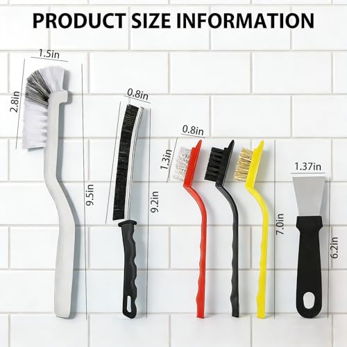 Crevice Cleaning Brush Set - 12 Hard Bristle Tools for Tight Spaces