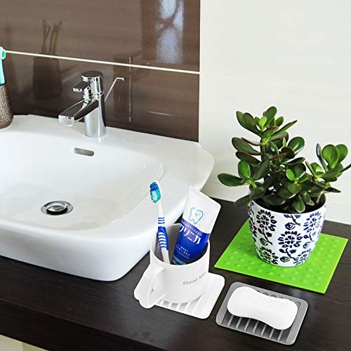Summer Lemon White Silicone Soap Dish Holder 2-Pack - Anti-Slip Self-Draining Bathroom & Kitchen