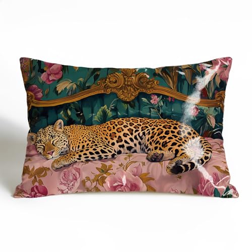 Queen Size Leopard Satin Pillowcase with Zipper - 20x30
