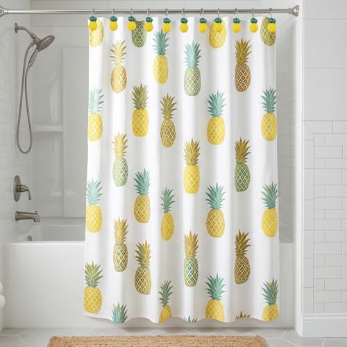 12-Piece Pineapple Shower Curtain Hooks - Decorative Resin Bathroom Rings