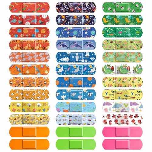 33 Style Kids Cartoon Bandages 300 Pcs Cute Bandages Adhesive Flexible Colorful Bandage Toddler Bandage Waterproof Breathable Protect Scrapes and Cuts for Girls Boys Children Toddlers (Cool)