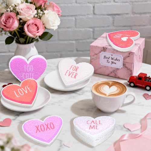 Valentine's Heart-Shaped Kitchen Sponges - Non-Scratch Dishwashing Scrub Set, 12 Pack