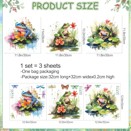 3 Pcs Green Frog Wall Decals - Cute Cartoon Toilet Lid Stickers - 3999-Frog