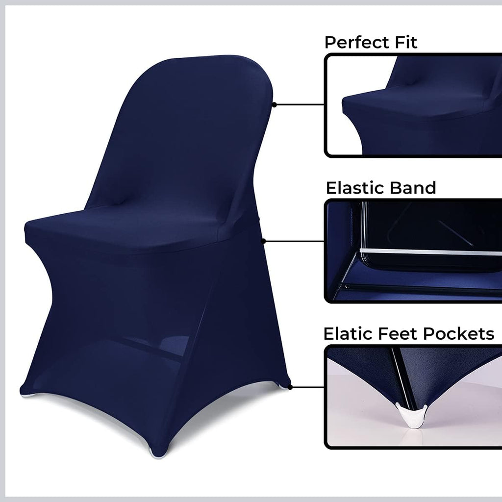 Babenest Spandex Folding Chair Covers - Upgraded Universal Stretch Washable Protector | Navy Blue (30)