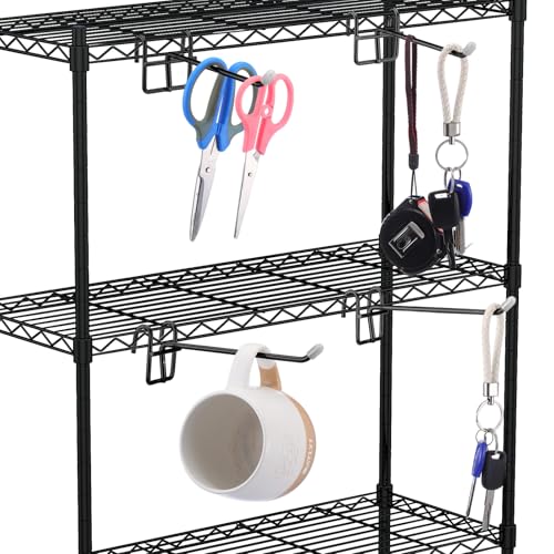 MorningRo Heavy Duty Metal Wire Shelf Hooks - 4 Pack, Black