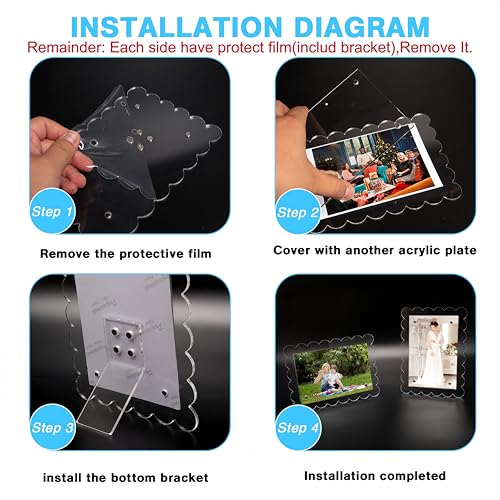 5 x 7 Scalloped Acrylic Picture Frame with Magnetic Holder - 1 Pack
