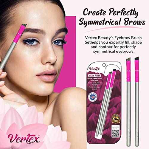 Vertex Firm Angled Eyebrow Brush Kit 2-Piece Hair Strokes Applicator