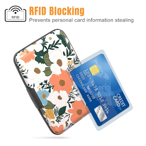 Rimilak RFID Blocking Aluminum Credit Card Holder - Orange Flower