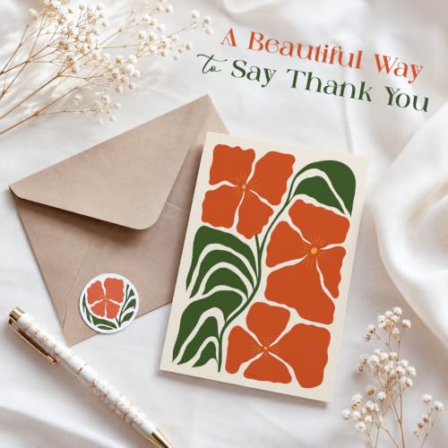 AUDREE 50 Pack Modern Abstract Floral Blank Cards & Envelopes