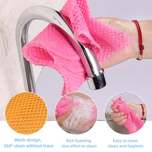 4 Pack Non-Scratch Dish Scrubbers - Odorless Mesh Cleaning Pads