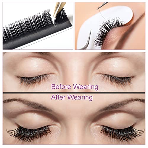 QDMEYEA Individual Eyelash Extensions 0.07 C Curl 14mm Silk Lashes