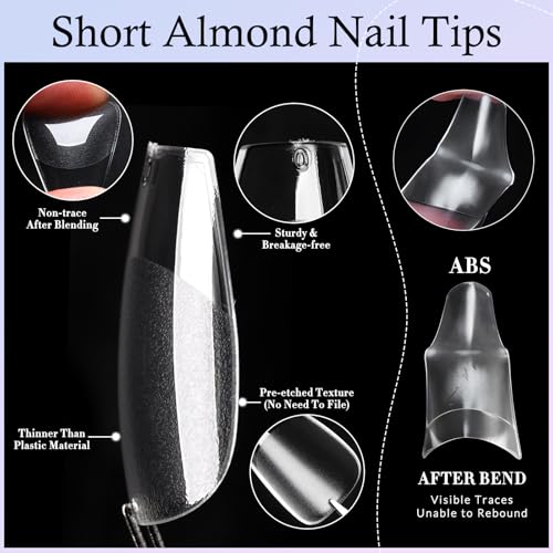 Short Coffin Soft Gel Nail Tips - 360 Pcs Clear Fake Press On Nails