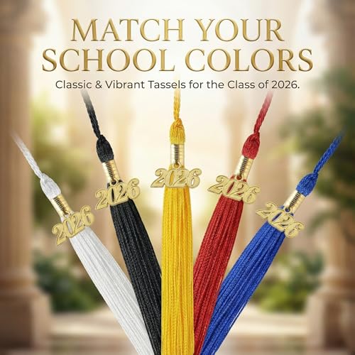 2026 Blue Graduation Tassel with Gold Year Charm for Cap and Gown