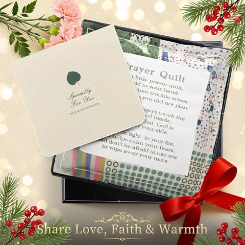 Pocket Prayer Quilt with Wooden Cross & Greeting Card | Christian Gift for Comfort and Encouragement