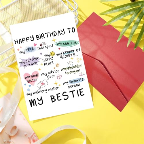 Funny Birthday Card for Best Friend & Sister - 8x5.3in