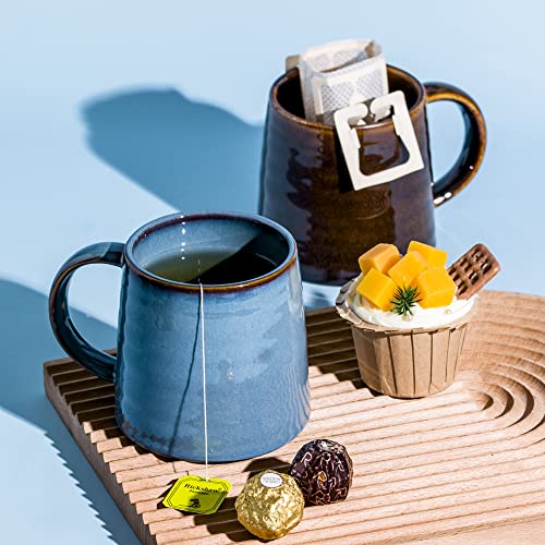 16 oz Handmade Ceramic Coffee Mug with Handle - Red Variation