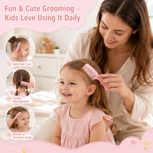 LUSTRIB 8Pcs Baby Hair Comb Set Cute Bear Toddler Grooming Kit