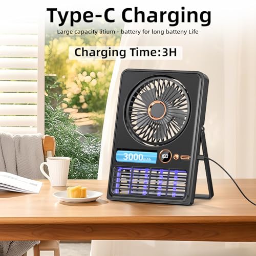 WI WISELY Portable Desk Fan - Rechargeable, Ultra Quiet, Black