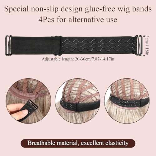 Adjustable Non-Slip Wig Strap Elastic Band for Glueless Wigs 4 Pack